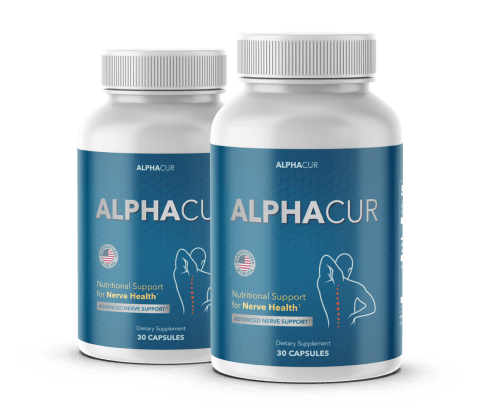 Alphacur supplement bottle with a golden shield icon, representing immune system protection and cellular defense through Curcumin.